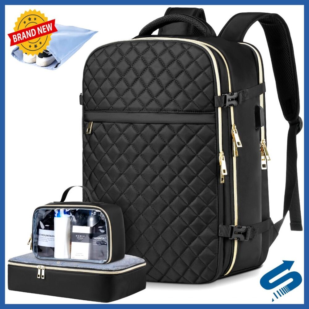 Travel Backpack with USB Port, 15.6 Inch Laptop Compartment, 3 Packing Cubes, - Picture 1 of 6